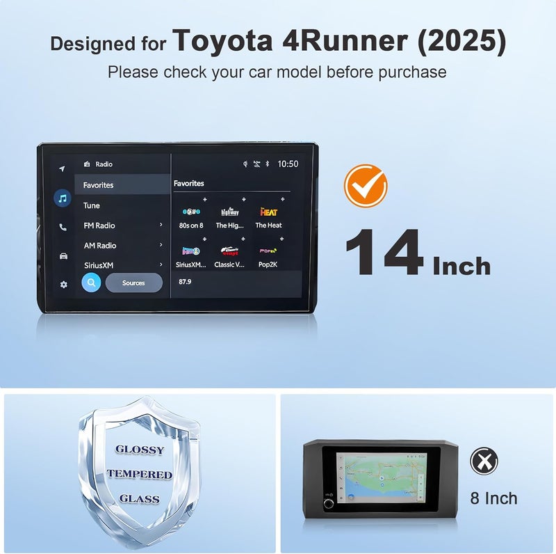 BSTW for 2025 Toyota 4Runner Screen Protector for 2025 4Runner TRD Off-Road Premium/Limited/Trailhunter 14-In Display for 6th Gen 4Runner Accessories Tempered Glass Protective Film - Image 2